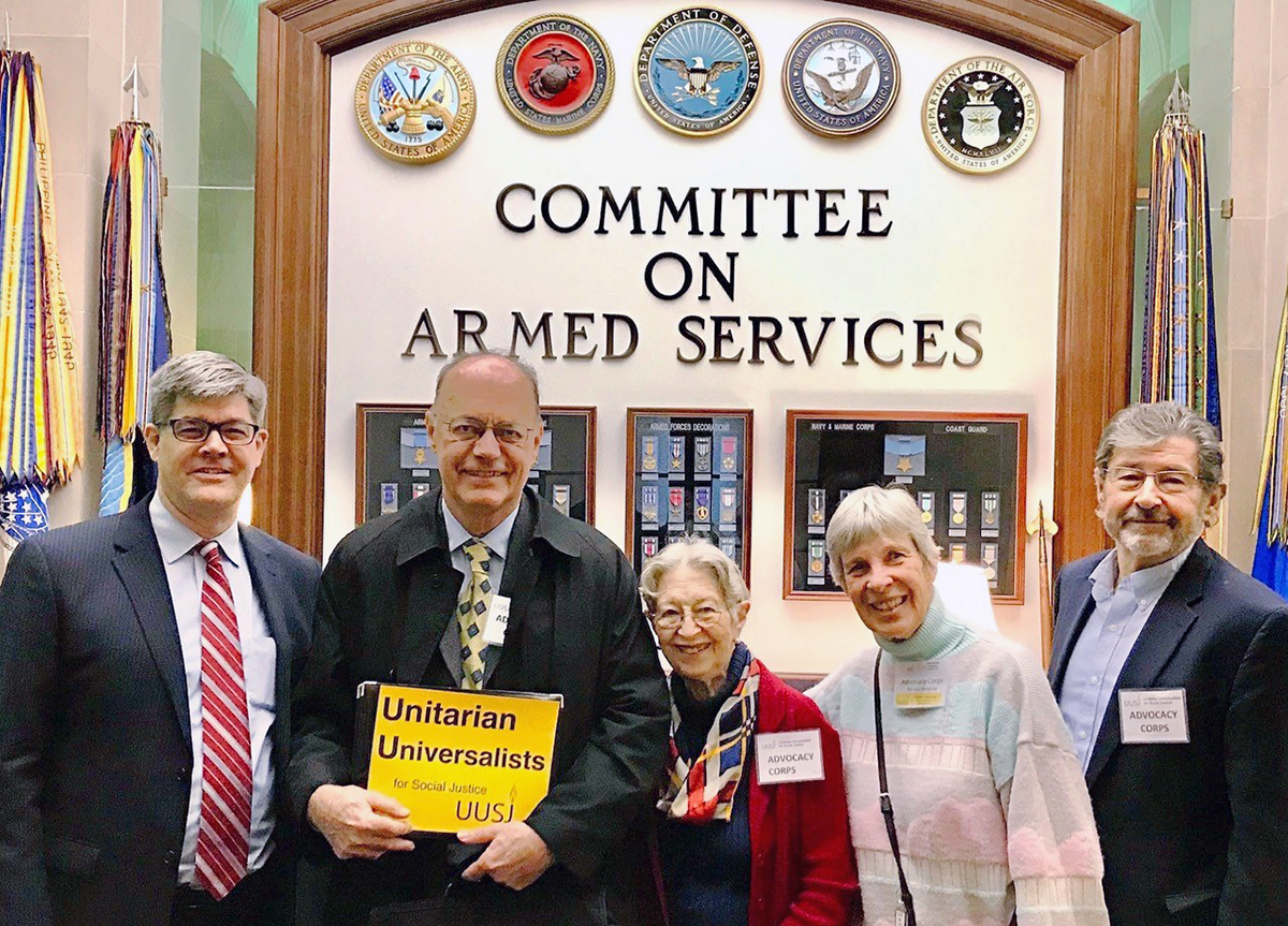 Advocacy Corps volunteers visited staff of the Senate Committee on Armed Services to voice UU concerns about escalating tensions and the Authorization for Use of Military Power.